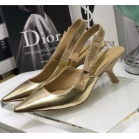 Best Luxury Dior J'Adior Slingback Pumps 6.5cm in Gold Metallic Leather 031134