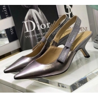 Best Price Dior J'Adior Slingback Pumps 6.5cm in Silver Metallic Leather 031137