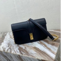 Low Cost Celine TRIOMPHE SHOULDER BAG IN SHINY CALFSKIN 194023 BLACK