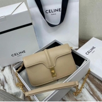 Original Cheap Celine TRIOMPHE SHOULDER BAG IN SHINY CALFSKIN 194023 Cream