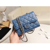 Promotional Chanel mini flap bag Grained Calfskin A84512 blue