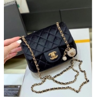 Popular Style Chanel mini flap bag with Velvet Strass & Gold-Tone Metal AS1786 black