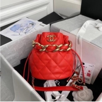 Luxury Classic Chanel Mini Lambskin Tote Bag AS2390 Red