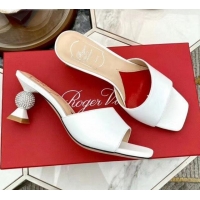 Purchase Roger Vivier Leather Vivier Marlene Strass Mules Sandals With boule Heel White 052514