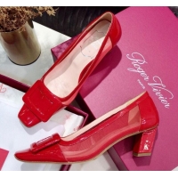 Top Quality Roger Vivier Patent Calfskin & Mesh Belle Vivier Net Pumps 052527 Red