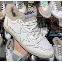 New Design Golden Goose Ball Star Sneakers in Shearling and Calfskin GB0367 White