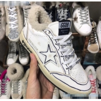 Cheapest Golden Goose Ball Star Sneakers in Shearling and Calfskin GB0368 White