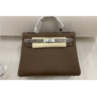 Top Grade Hermes Kelly 32cm In Original Leather K32 Khaki Silver