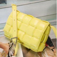 Buy Discount Bottega Veneta Padded Cassette Medium Crossbody Messenger Bag BV2673 Yellow/Silver 2021