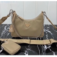 Top Quality Prada Re-Edition 2005 Nylon Shoulder Bag 1BH204 Beige 2020