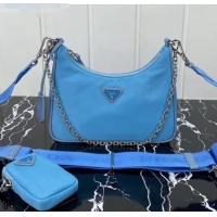 New Product Prada Re-Edition 2005 Nylon Shoulder Bag 1BH204 Blue 2020