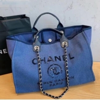 Famous Brand Chanel Deauville Large Shopping Bag A66941 Denim Blue 2021 08