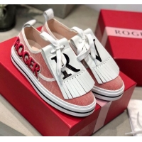 Best Price Roger Vivier Canvas Sneakers with Detachable Tassel Pink 111449