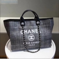 Famous Brand Chanel Deauville Large Shopping Bag A66941 Silver/Black 2021 05