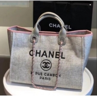 Buy Discount Chanel Deauville Large Shopping Bag A66941 Grey/Pink 2021 06