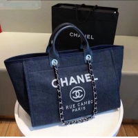 Top Quality Chanel Deauville Large Shopping Bag A66941 Navy Blue 2021 07