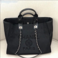 Low Price Chanel Deauville Large Shopping Bag A66941 Black 2021 12