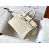 Well Crafted Hermes Birkin Bag 25cm in Epsom Leather Calfskin H025 White/Gold (Half Handmade)