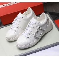 Shop Roger Vivier Crystal Buckle Sneakers White 121818