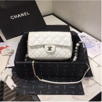 Best Product Chanel Flap Original Sheepskin Leather pearl cross-body bag CF1112 White