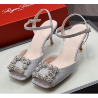 Best Quality Roger Vivier Glitter Sandals 6.6cm 030810 Silver