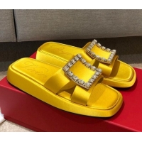 Perfect Roger Vivier Leather Flat Vivier Slide Sandals 032920 Yellow