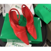 Hot Sale Bottega Veneta Lambskin Slingback Pumps 85mm Heel 080651 Red