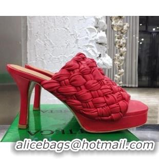 Grade Quality Bottega Veneta Board Woven Lambskin Platform Sandals 100mm Heel 080701 Red