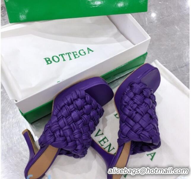 Pretty Style Bottega Veneta Board Woven Lambskin Platform Sandals 100mm Heel 080701 Purple