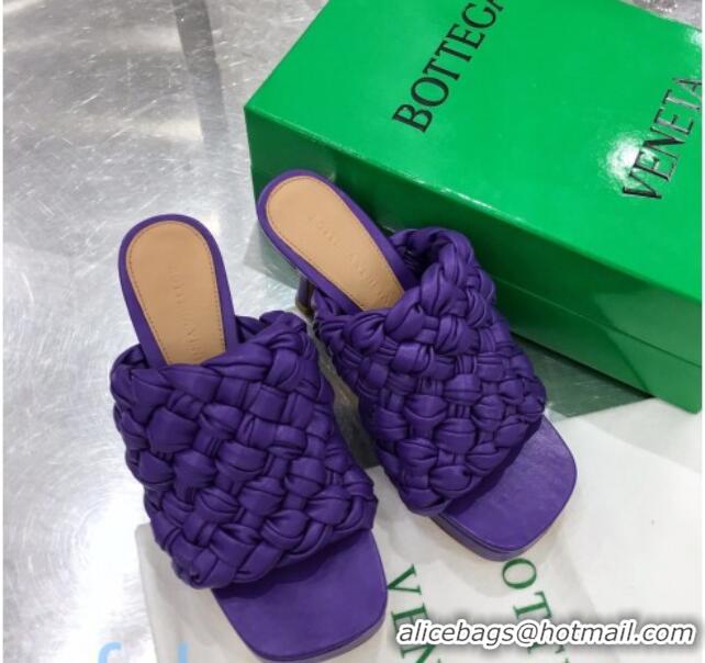 Pretty Style Bottega Veneta Board Woven Lambskin Platform Sandals 100mm Heel 080701 Purple