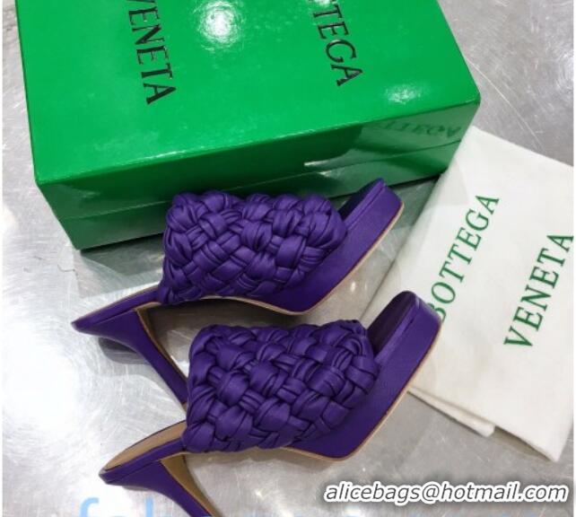 Pretty Style Bottega Veneta Board Woven Lambskin Platform Sandals 100mm Heel 080701 Purple