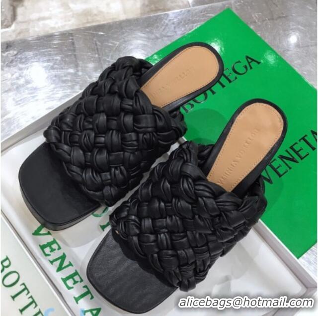 Unique Style Bottega Veneta Board Woven Lambskin Platform Sandals 100mm Heel 080701 Black