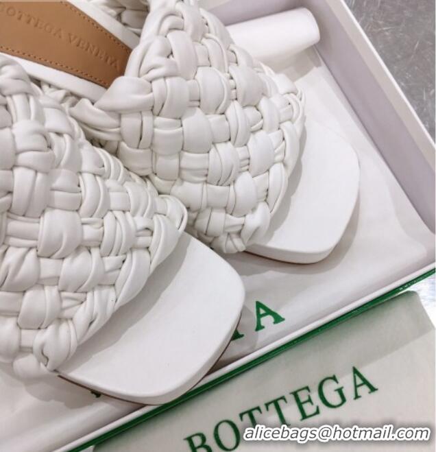 Top Quality Bottega Veneta Board Woven Lambskin Platform Sandals 100mm Heel 080709 White