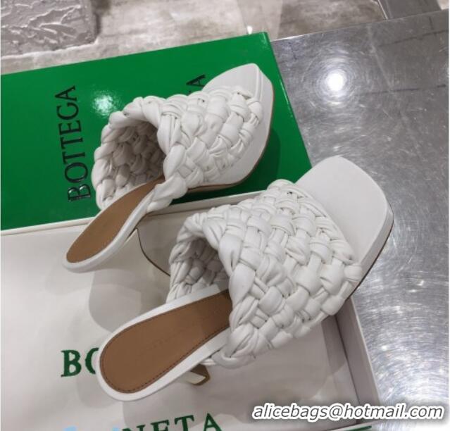 Top Quality Bottega Veneta Board Woven Lambskin Platform Sandals 100mm Heel 080709 White