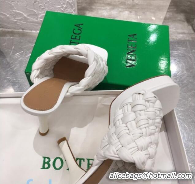 Top Quality Bottega Veneta Board Woven Lambskin Platform Sandals 100mm Heel 080709 White