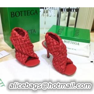 Best Price Bottega Veneta BV Board Sandals in ntrecciato Nappa leather 9cm Heel 081161 Red