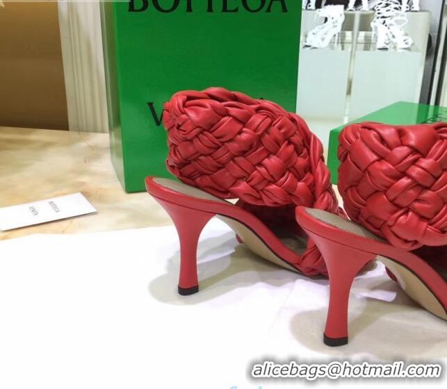 Best Price Bottega Veneta BV Board Sandals in ntrecciato Nappa leather 9cm Heel 081161 Red