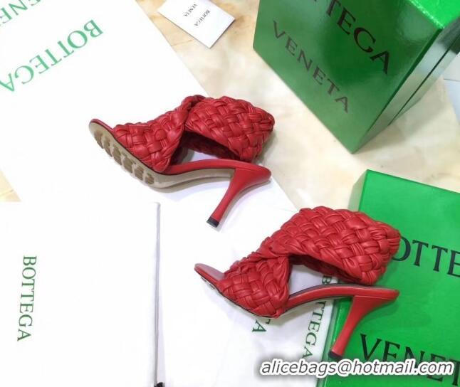 Best Price Bottega Veneta BV Board Sandals in ntrecciato Nappa leather 9cm Heel 081161 Red