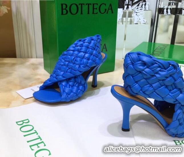 Most Popular Bottega Veneta BV Board Sandals in ntrecciato Nappa leather 9cm Heel 081161 Blue