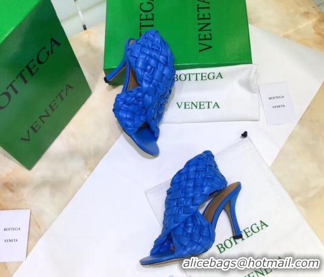 Most Popular Bottega Veneta BV Board Sandals in ntrecciato Nappa leather 9cm Heel 081161 Blue