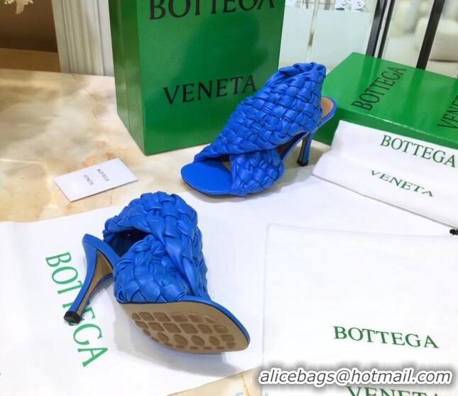 Most Popular Bottega Veneta BV Board Sandals in ntrecciato Nappa leather 9cm Heel 081161 Blue