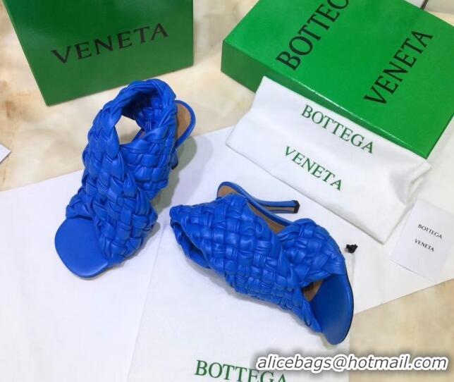 Most Popular Bottega Veneta BV Board Sandals in ntrecciato Nappa leather 9cm Heel 081161 Blue