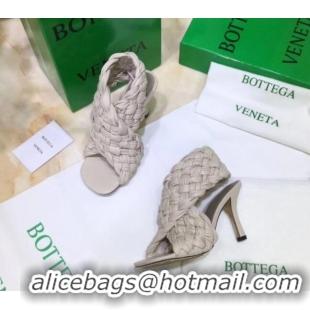 Best Luxury Bottega Veneta BV Board Sandals in ntrecciato Nappa leather 9cm Heel 081161 Off-White