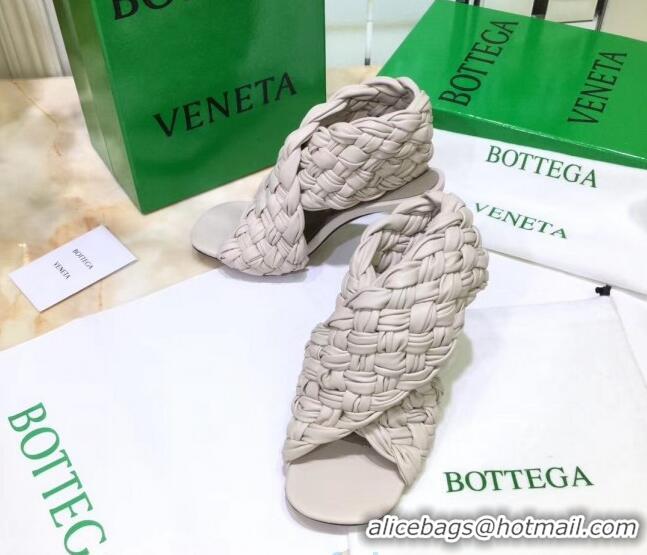 Best Luxury Bottega Veneta BV Board Sandals in ntrecciato Nappa leather 9cm Heel 081161 Off-White