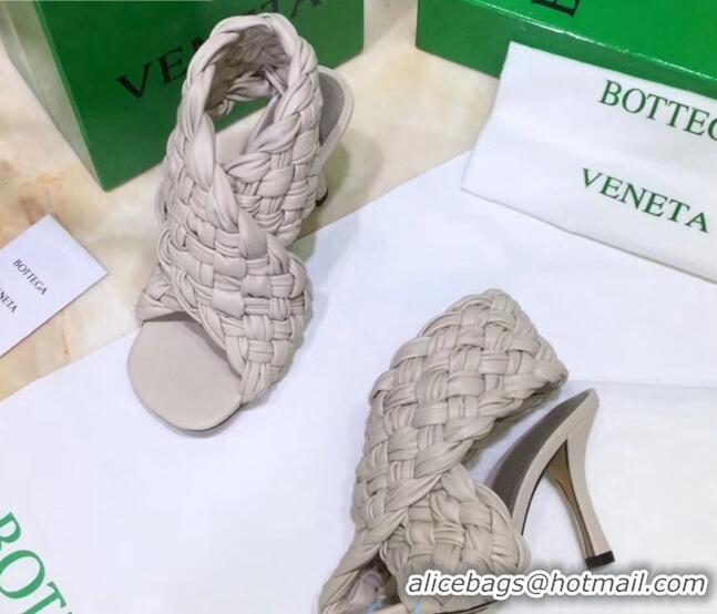 Best Luxury Bottega Veneta BV Board Sandals in ntrecciato Nappa leather 9cm Heel 081161 Off-White