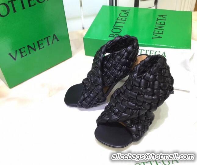 Custom Bottega Veneta BV Board Sandals in ntrecciato Nappa leather 9cm Heel 081161 Black