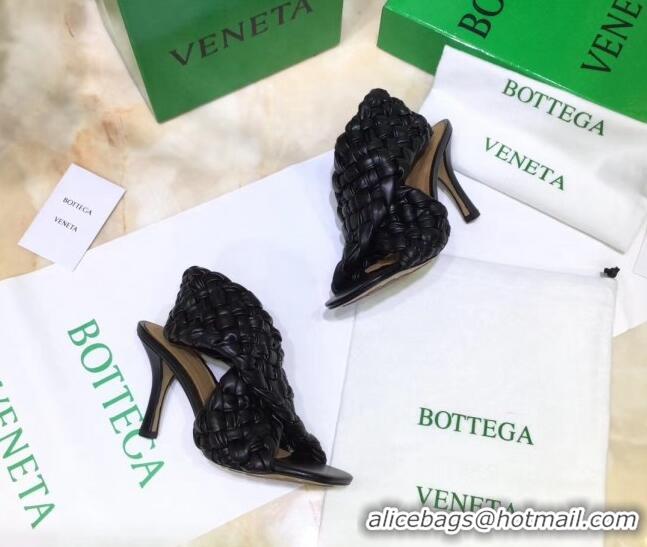 Custom Bottega Veneta BV Board Sandals in ntrecciato Nappa leather 9cm Heel 081161 Black