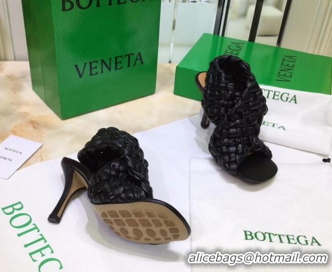 Custom Bottega Veneta BV Board Sandals in ntrecciato Nappa leather 9cm Heel 081161 Black