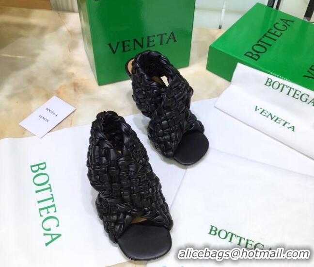 Custom Bottega Veneta BV Board Sandals in ntrecciato Nappa leather 9cm Heel 081161 Black