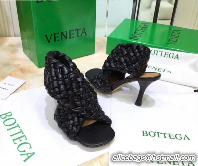 Custom Bottega Veneta BV Board Sandals in ntrecciato Nappa leather 9cm Heel 081161 Black